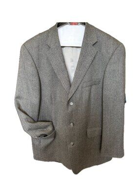 Stafford Men Suit Jacket Sz 42R tweed herringbone grey wool